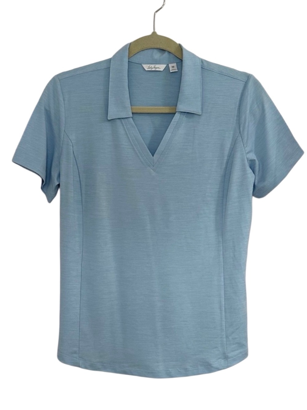 Lady Hagen Juniors Medium Golf Top Blue Collared V Neck Short Sleeve Sport